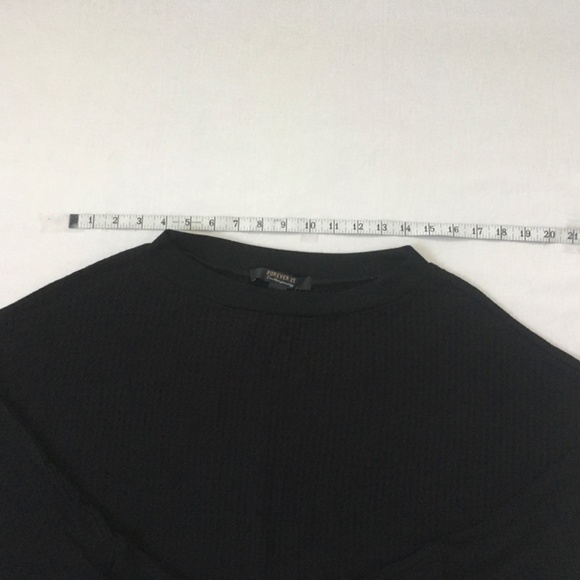 NWT FOREVER 21 Waffle Knit Batwing Sweater Top Small Black - Picture 5 of 12